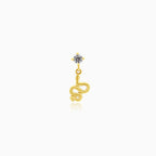 Chic cubic zirconia yellow gold piercing with dangling snake