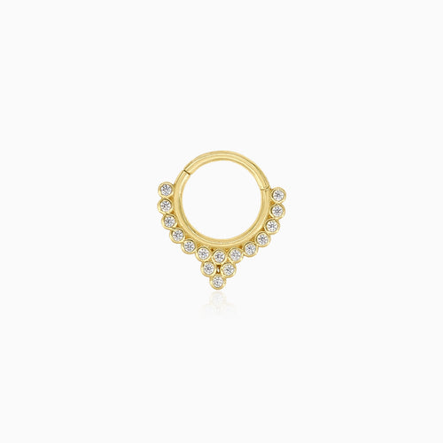 Women gold hoop piercing with cubic zirconia