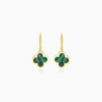 Clover leaf design agate earrings