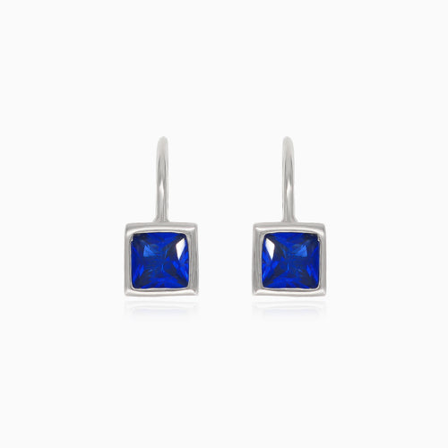 Silver drop earrings with synthetic sapphire