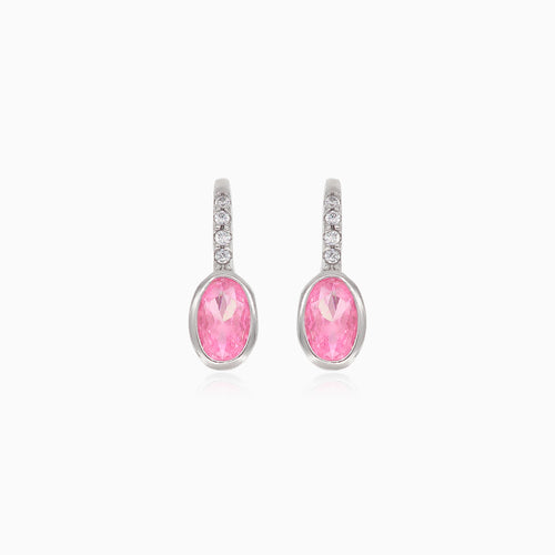 Silver earrings with oval rose quartz