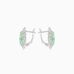 Silver earrings with green amethyst