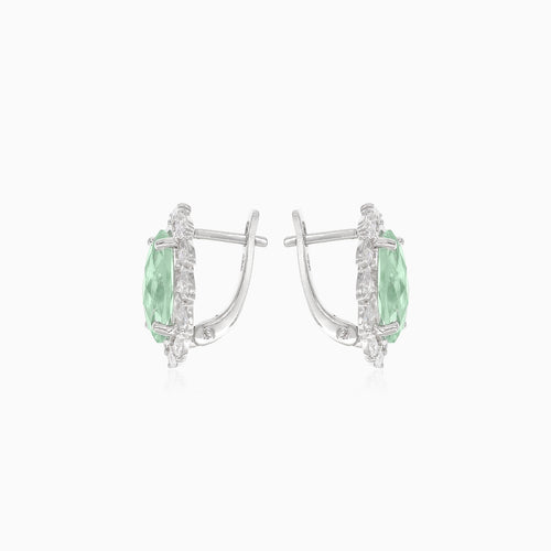 Silver earrings with green amethyst