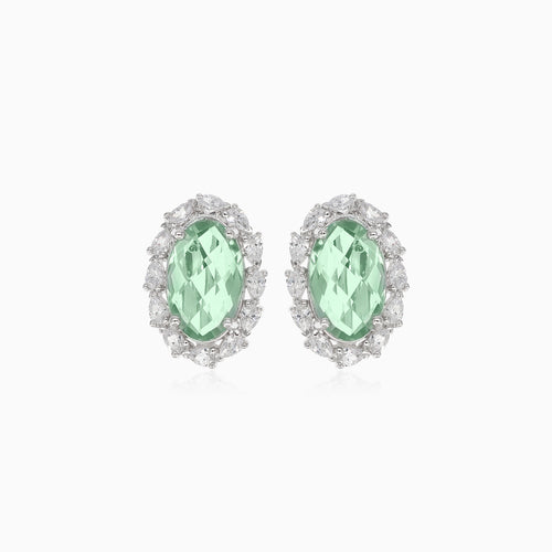 Silver earrings with green amethyst