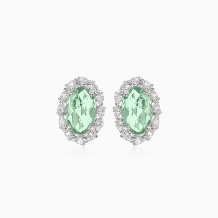 Silver earrings with green amethyst
