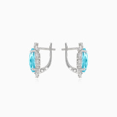 Silver topaz earrings with cubic zirconia around