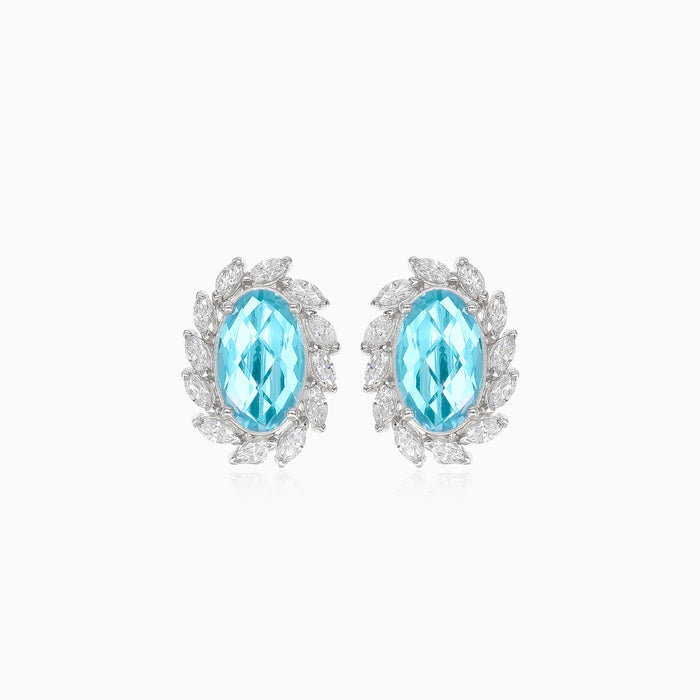 Pendientes de topacio plateado con zirconia cúbica alrededor