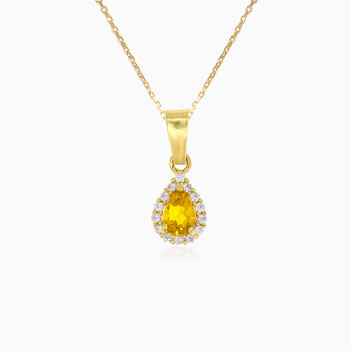 Royal gold pendant with cubic zirconia and citrine