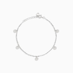 Bracelet de cheville en argent avec pendentifs en forme de pièce