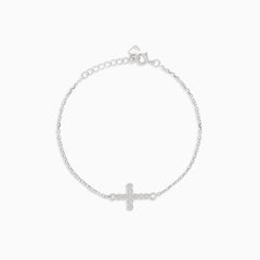 Pulsera de cadena de plata con cruz