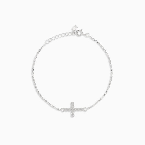 Silver chain bracelet with cross