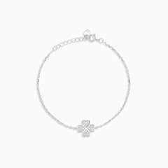 Pulsera de cadena de plata con hoja de trébol