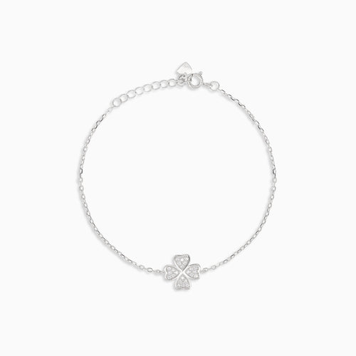 Clover leaf silver chain bracelet