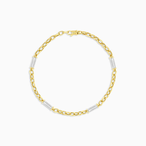 Dual tone gold chain wristband for men