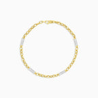 Dual tone gold chain wristband for men