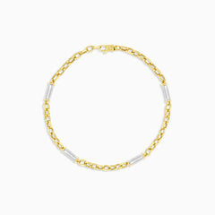 Dual tone gold chain wristband for men