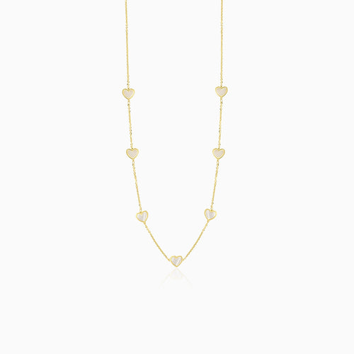 Perleťový náhrdelník s motivy srdíček
