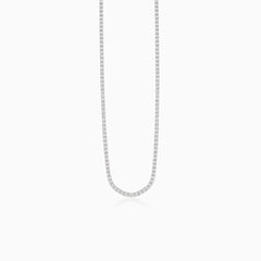 Thin silver tennis necklace