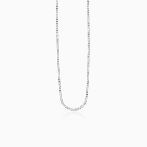 Broad silver tennis necklace