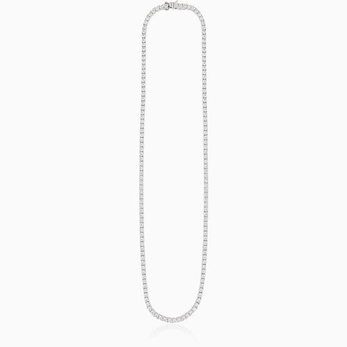 Broad silver tennis necklace