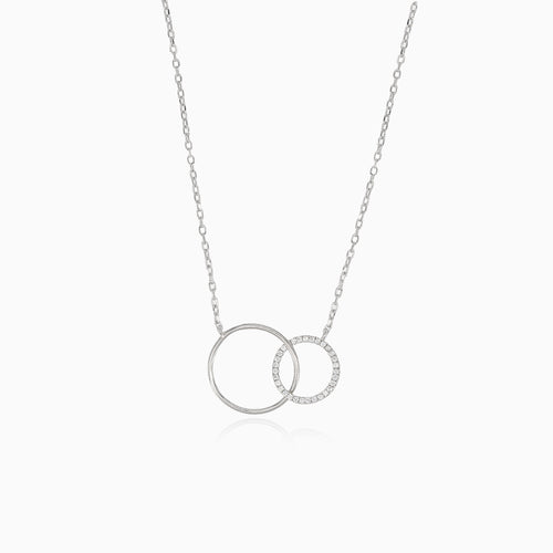 Double circle silver necklace