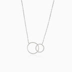 Double circle silver necklace