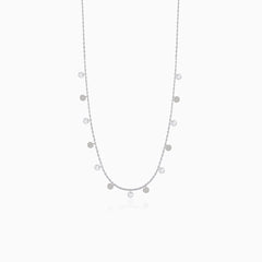 Drill cubic zirconia silver necklace