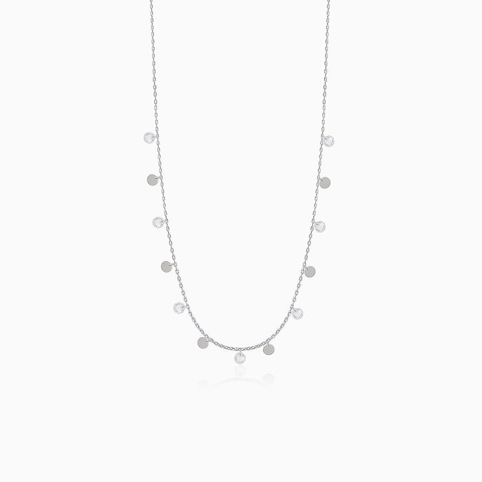 Drill cubic zirconia silver necklace