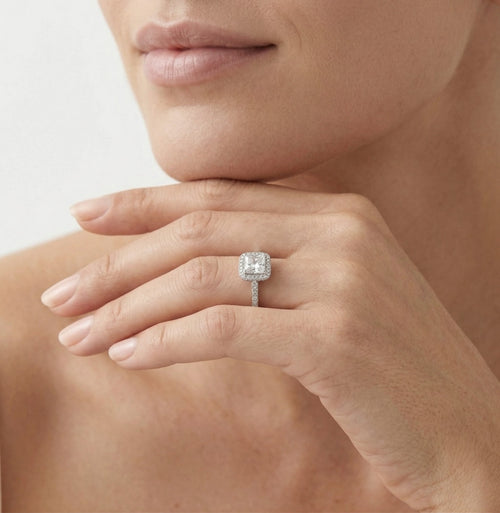 Cubic zirconia silver ring duo cuts