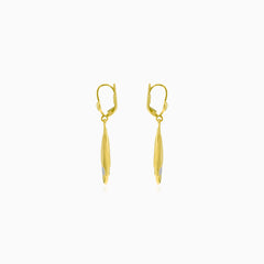 Drop dangling gold earrings with sandblasted details