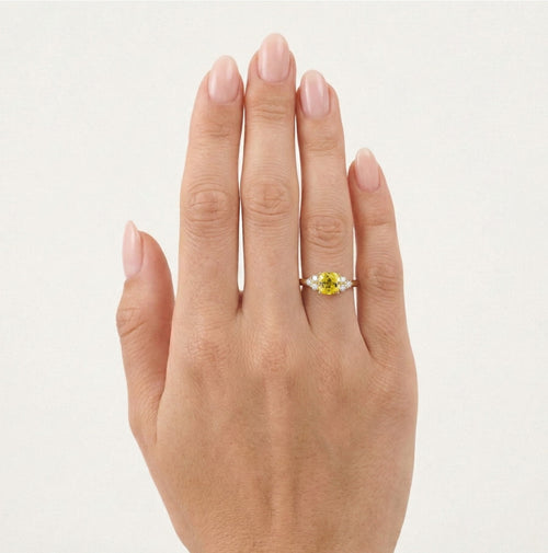 Cushion yellow sapphire ring