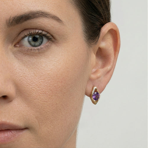 Boucles d'oreilles œil d'améthyste