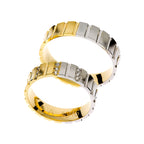 Half yellow and white gold rings