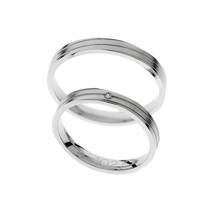 Elegante Weißgold-Eheringe mit und ohne Diamant