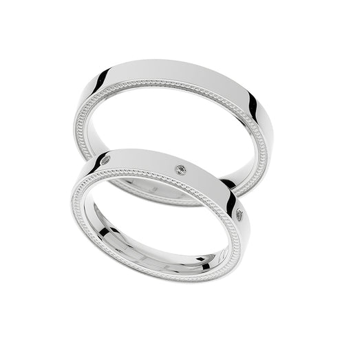 Elegant white gold wedding ring with optional stones