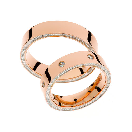 Elegant wide rose gold wedding ring with optional stones