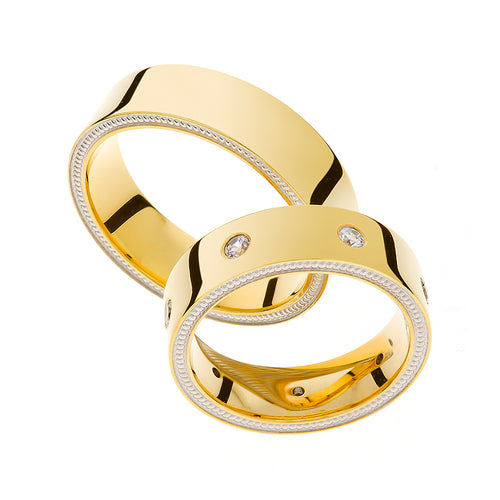 Eternity wide yellow gold wedding ring with optional stones