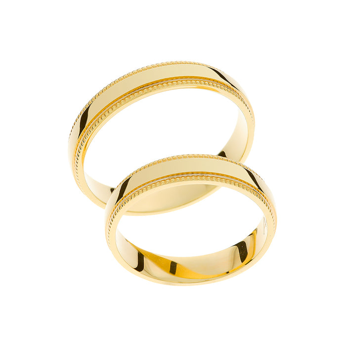 Gelbgold-Trauringe mit seitlichem Detail