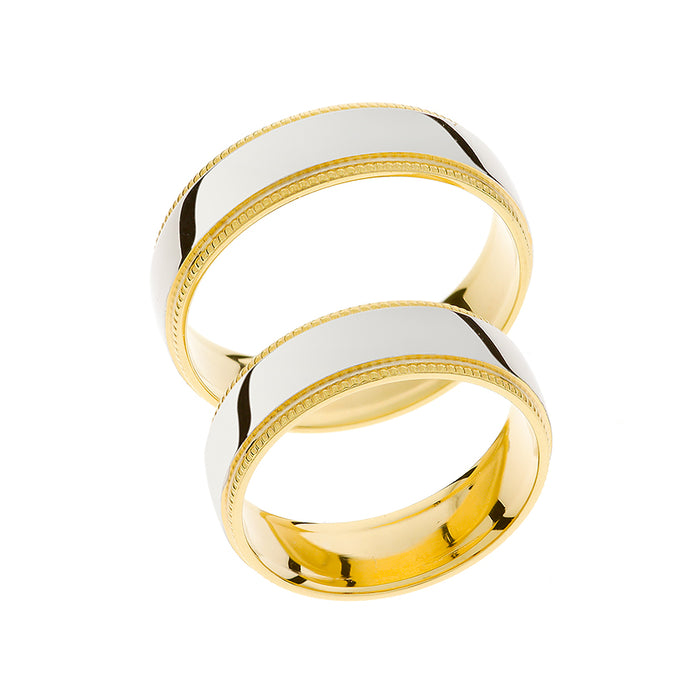 Gelb- und Weißgold-Eheringe