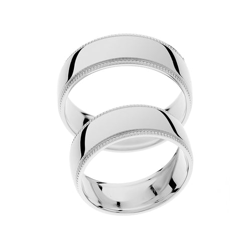 White gold wedding rings with side detailing