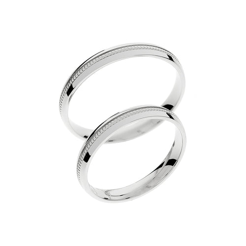 White gold wedding rings with middle detail