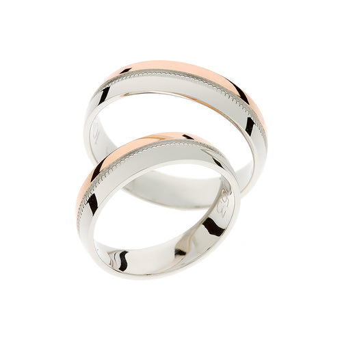 Rose and white gold wedding rings