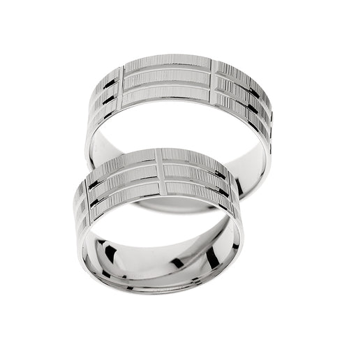 Unique thick white gold wedding band