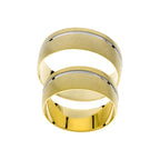 Matte yellow and white gold wedding rings