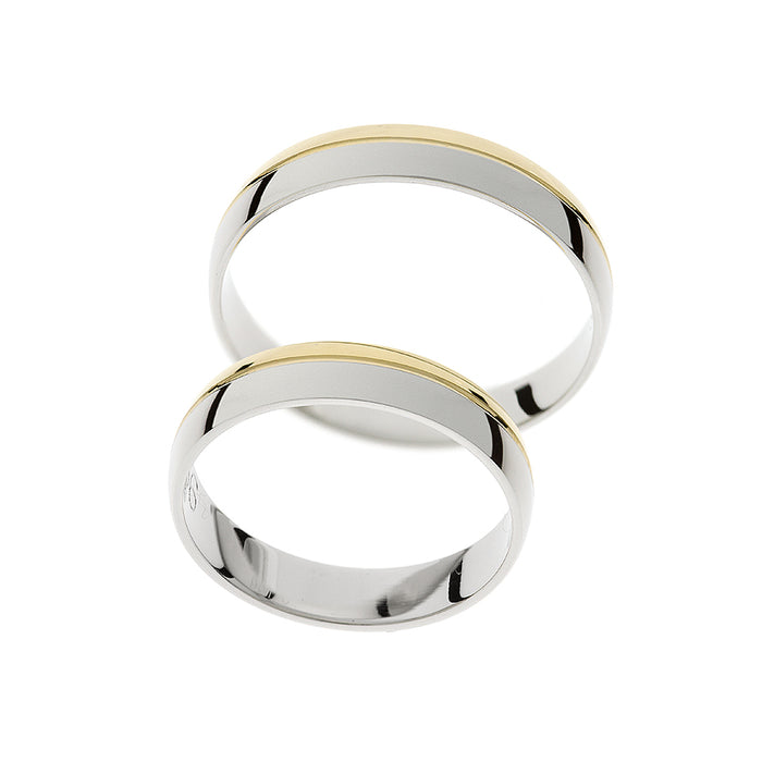 Zweifarbiger, polierter Gold-Ehering