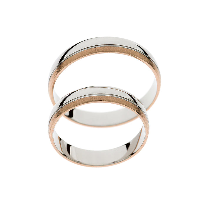 Anillo de boda de oro rosa y blanco