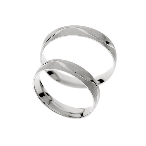 Curved line white gold wedding ring