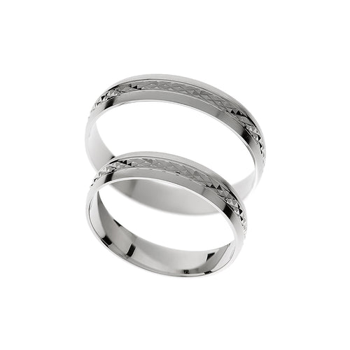 Unique carve technique white gold wedding ring