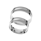 Wide white gold engraved wedding ring