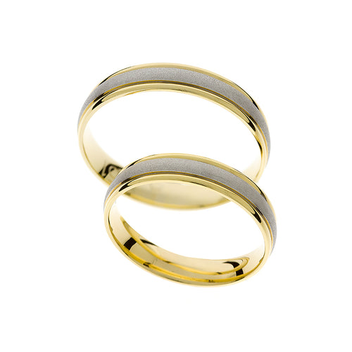 Two tone with matte step wedding ring